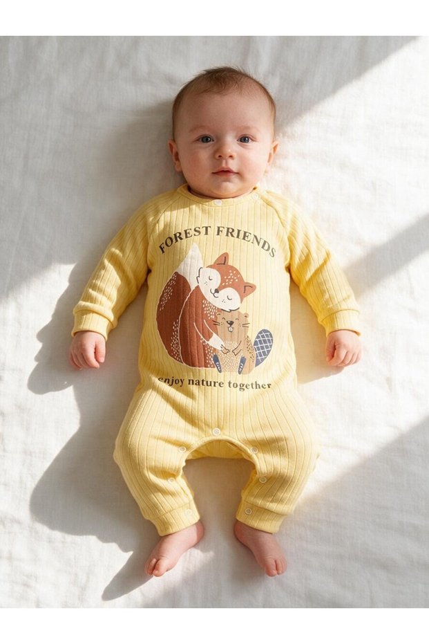 Squirrel printed baby romper
