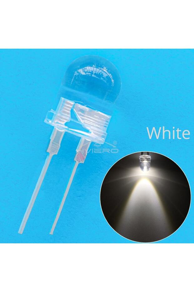 WHITE 50Pcs 10mm White Red Blue Diode Led Round 0.5W High Power Light 3.2V~3.6V LED Lamp Bead Light-