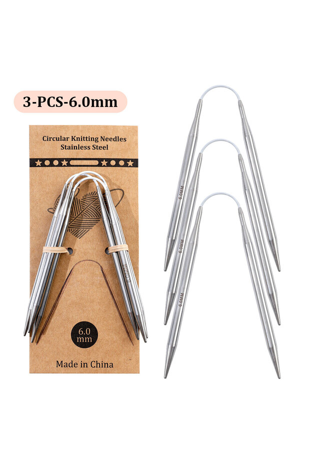 KN058-C13 23cm Short Circular Needles Stainless Steel Hollow Hand Knitting Tools for DIY Wool Craft