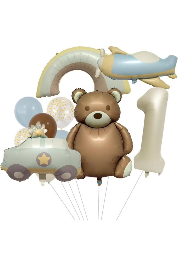 As Picture 1 13Pcs Teddy Bear Balloon Set With Numbers 0-9 For Baby Birthday Party Scene Decoration
