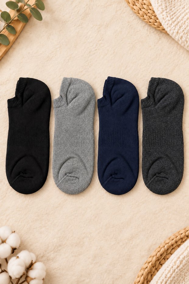 4 Pairs of Seamless Thick Winter Towel Sneaker Socks