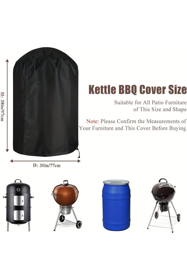 77x97cm Charcoal Grill Cover, BBQ Grill Cover for Weber Charcoal Kettle Grill, Heavy Duty Outdoor Sm