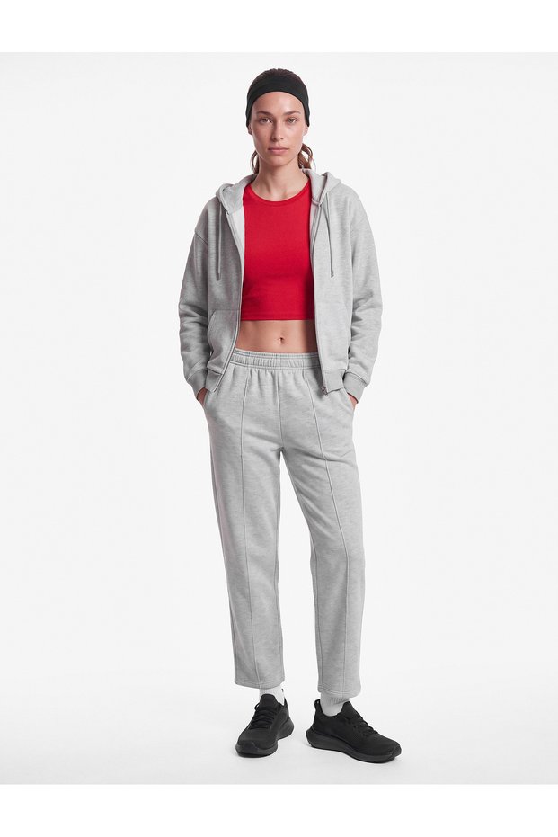 Three-Threaded High-Waisted Comfortable Fit Pocketed Barrel Sweatpants
