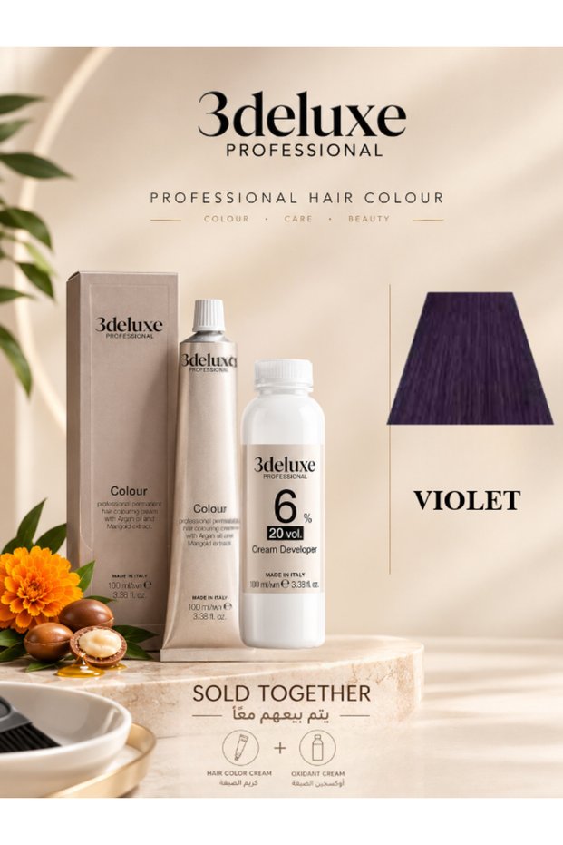 Hair Color Cream & Cream Developer 20 vol.(6%) – 100 ml Each Violet