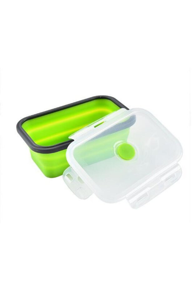 500ML Green PGY Collapsible Silicone Food Container Portable Bento Lunch Box Microware Home Kitchen