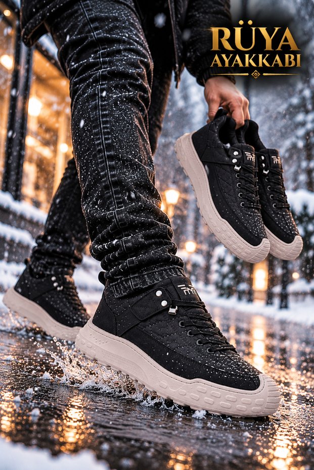 Black-Beige Light Sole Trekking & Hiking Men's Sports Shoes Winter Outdoor Sneaker.
