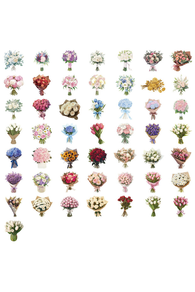 50PCS 50 Pcs Clear Cartoon Duanmeng Flower Gift Sticker Pack - Waterproof Clear PET Ideal for DIY Em