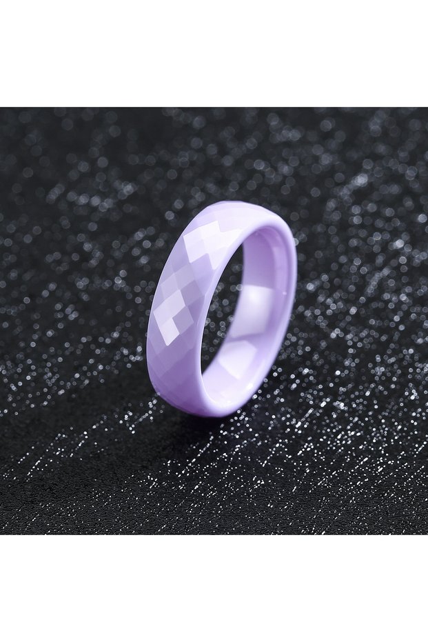 8 PURPLE 6mm Pink Purple Yellow Ceramic Ring Women Plain Wedding Band Promise Thumb Ring Hypoallerge