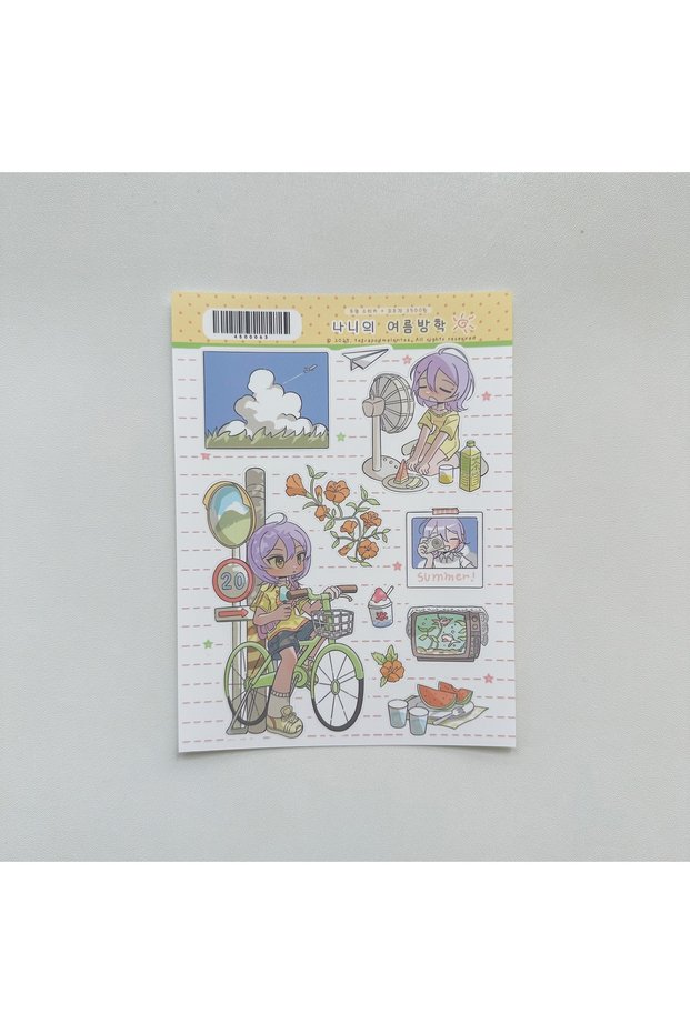 02 1/9PCS Korean Summer Girl Sticker Cute Dessert Girl Cartoon Character Stickers Journal Diary Scra