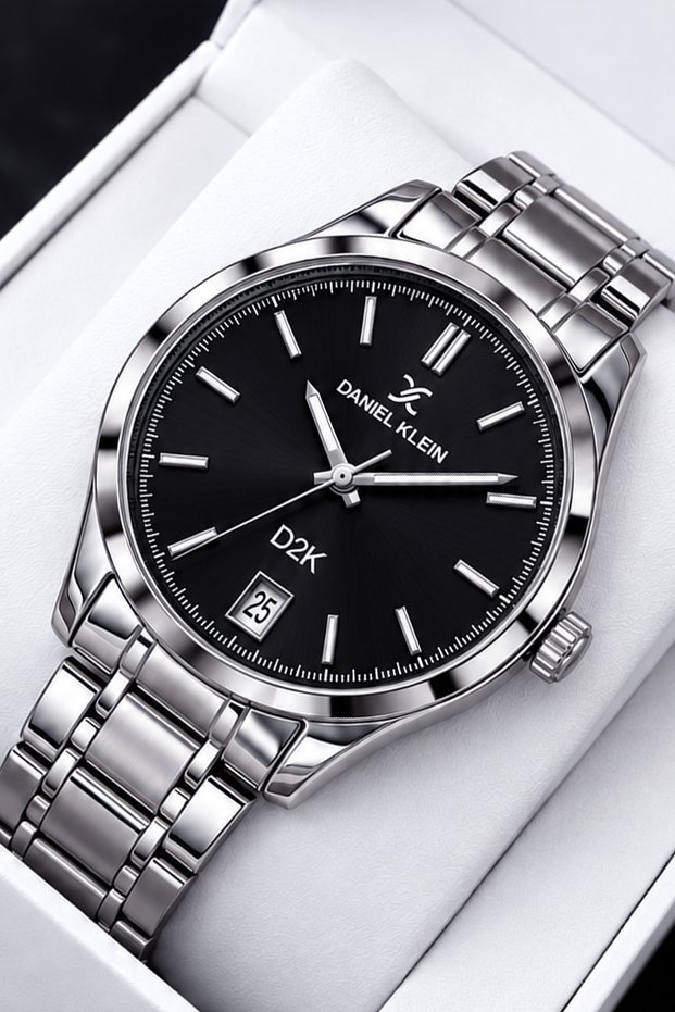 Original Men's Watch - 3 Atm Water Resistance - Silver Color Steel Band - Japanese Calendar Movement - 2 Years Warranty - Gift Wristwatch with Stylish Box Dke2160C1