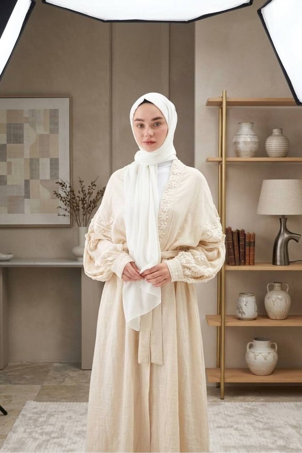 Medina Silk Shawl Luxurious Silky, Lightweight, Women's Hijab Shawl -Mkr Ecru