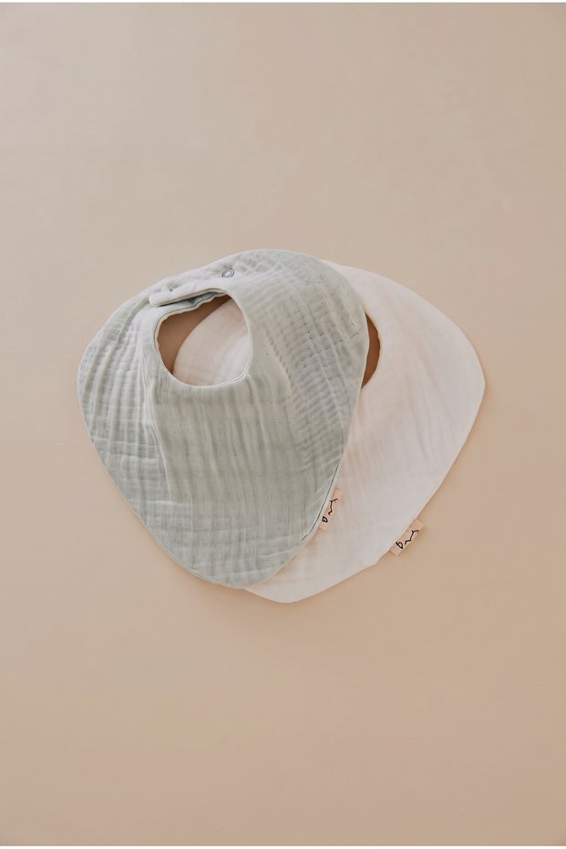 2-Piece Scarf 100% Cotton Organic 8 Layer Muslin Baby Drool Bib / Nickel Free Snap Fasteners