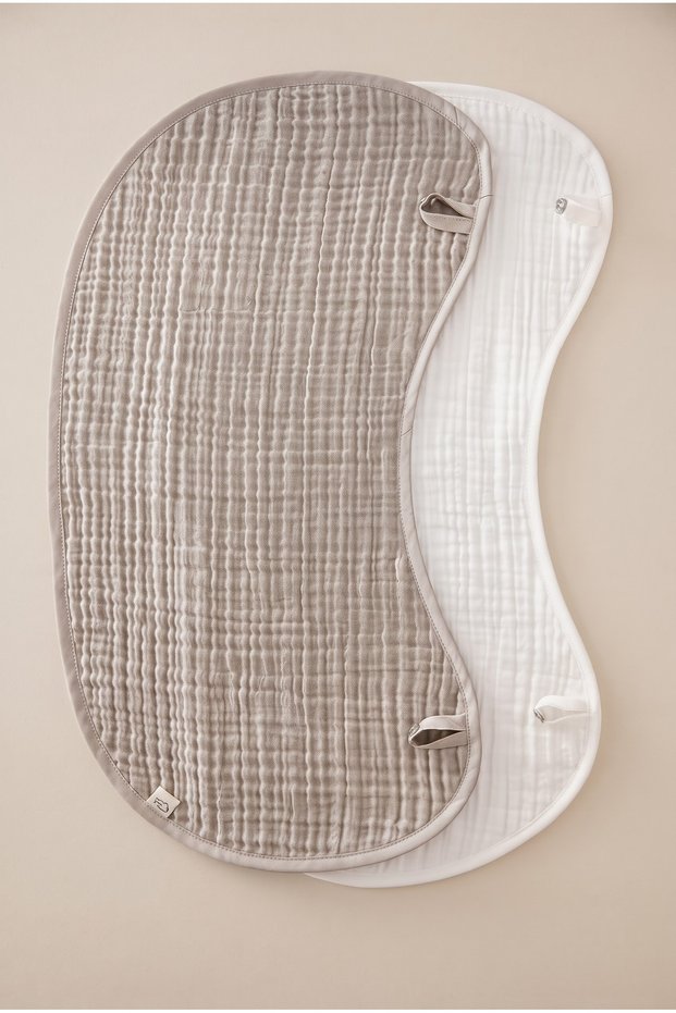 2-Piece 100% Cotton Organic Gray 4-Layer Muslin Baby Shoulder Cover / Mouth Wipes / Nickle Free Snaps