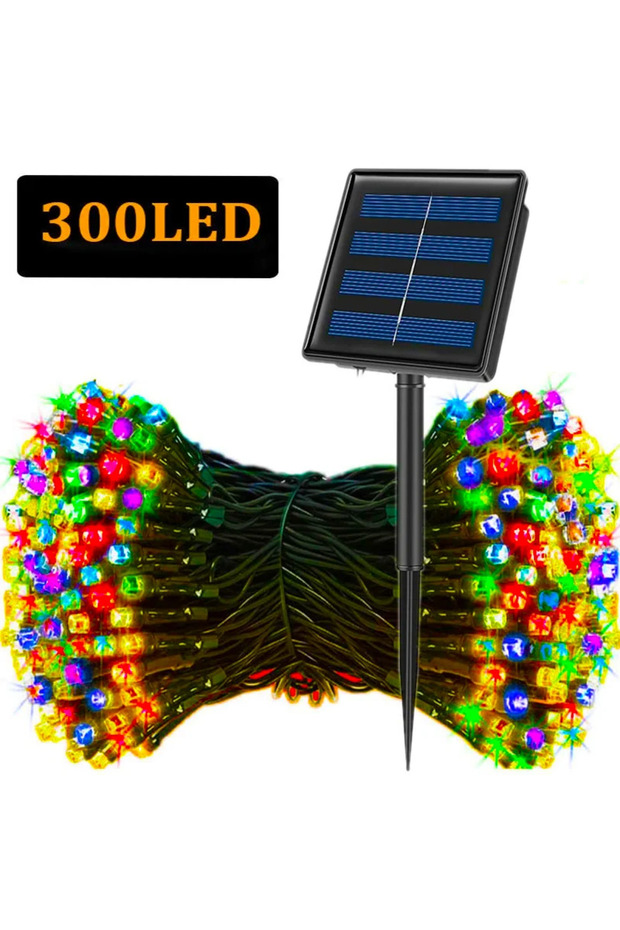 30LED-7M RGB LED Solar String Lights 30/100/300LED 8 Modes Solar Powered Xmas Outdoor Lights Waterpr