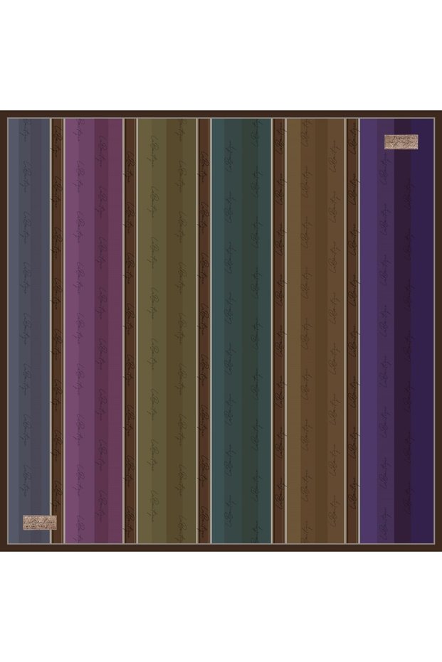 Tivil Pure Silk Scarf 2654 02 Purple Brown Slogan Pattern