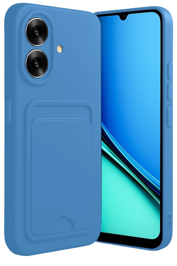 Ilkestor Newface Realme Note 60 Kelvin Silicone with Business Card Holder - (193022) Blue