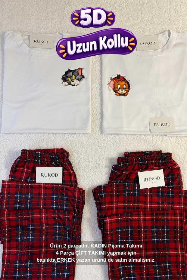 Women's Single Long Sleeve 5D Edgy Kitty Sweet Mouse Pajamas (the Woman in Couple Pajamas)