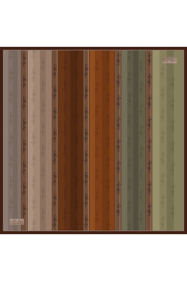 Sura Pure Silk Scarf 2654 01 Mink Brown Slogan Pattern