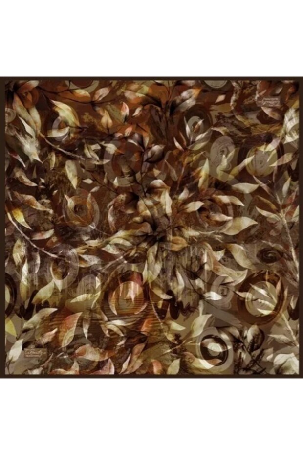 Tivil Pure Silk Scarf 2833 06 Coffee Leaf Pattern
