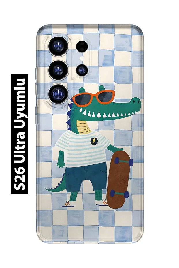 Samsung Galaxy S26 Ultra Compatible Cool Crocodile Pattern Transparent Phone Case