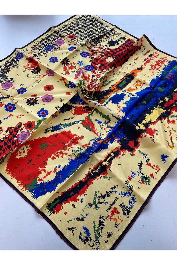 Tivil Silk Scarf 4214701 - 311 Yellow Floral Pattern