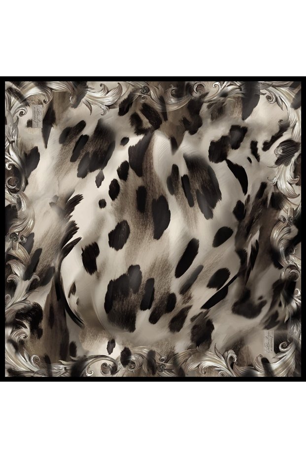 Tivil Pure Silk Scarf 2644 03 Beige Brown Leopard Pattern