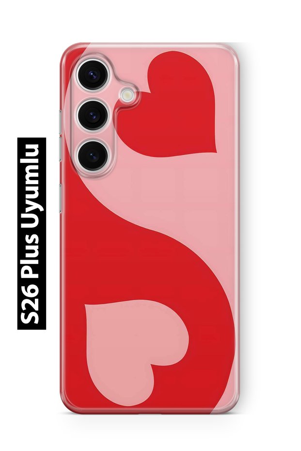 Samsung Galaxy S26 Plus Compatible Red Ying Yang Pattern Transparent Phone Case