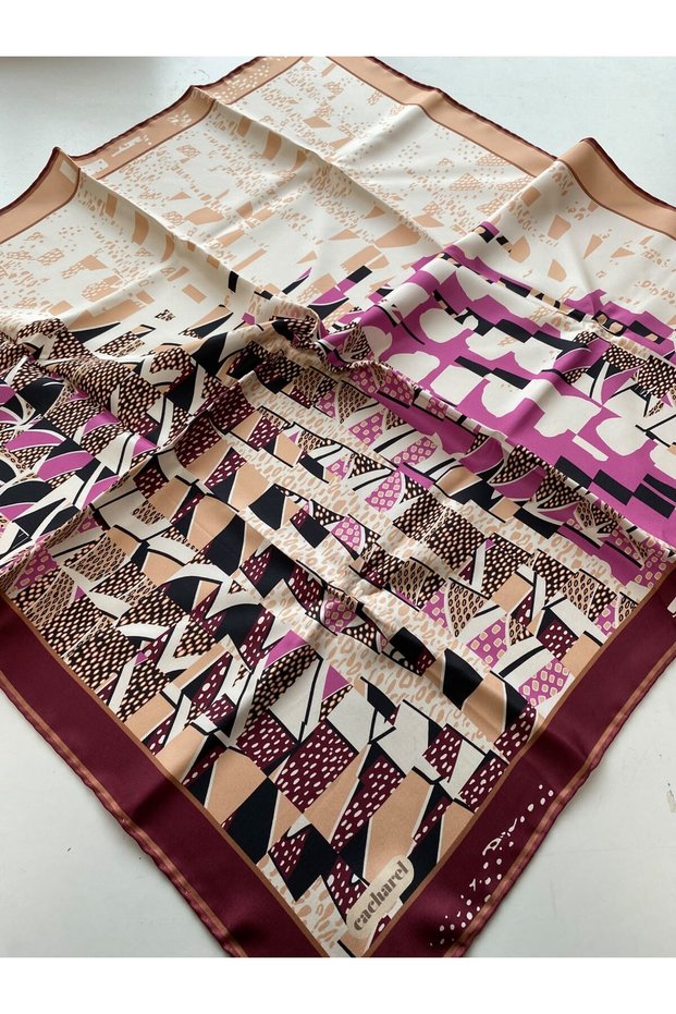 Tivil Silk Scarf 4214701 - 311 Burgundy Abstract Pattern