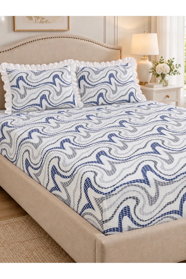 Firfirli Pillowcase and Elastic Bed Sheet Set [Single, Double, King Size, Medium Sizes]