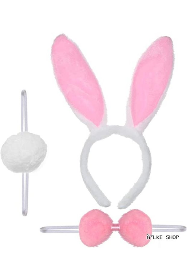 Ilkestor Rabbit Costume Set Crown Bow Tie Tail (204354) Pink Color