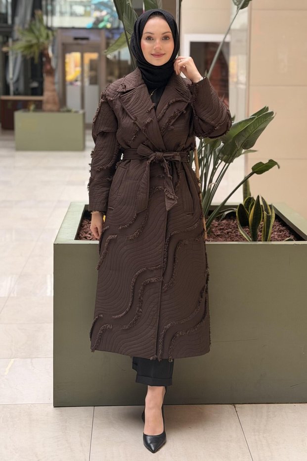 Waist-Tied Quilted Trench Coat