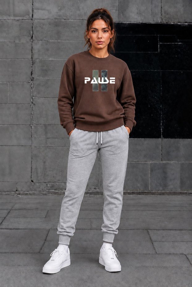 Zero Collar Sweat Suit 2-Piece Combination Winter Shardoon Pause Printed Women's / Men's Unisex Model