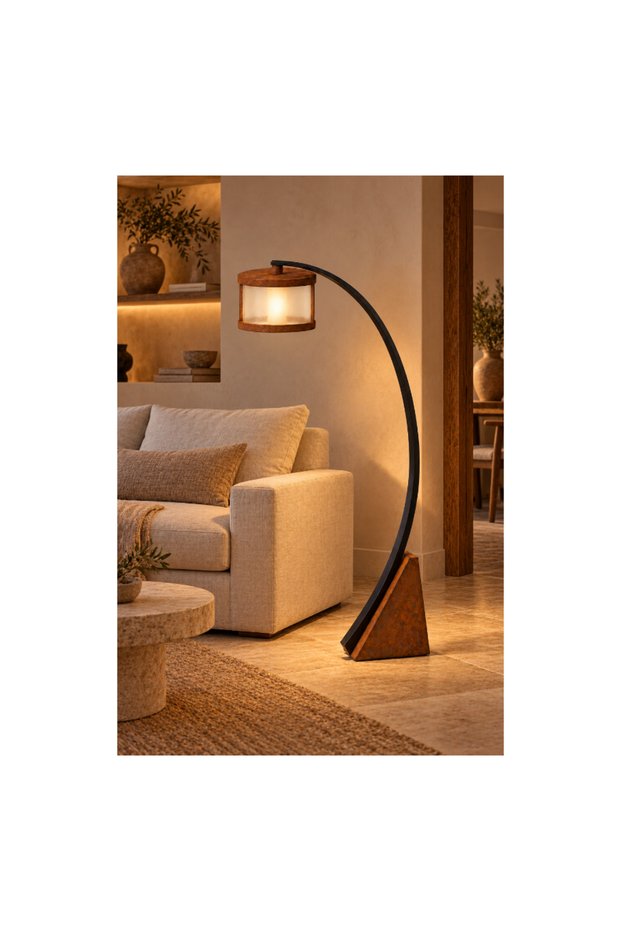 Corten Metal Lambader E27 Tek Ampullü