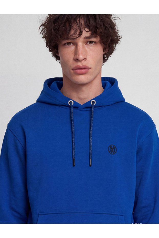 Logo Embroidered Hooded Loose Fit Men's Sweatshirt.