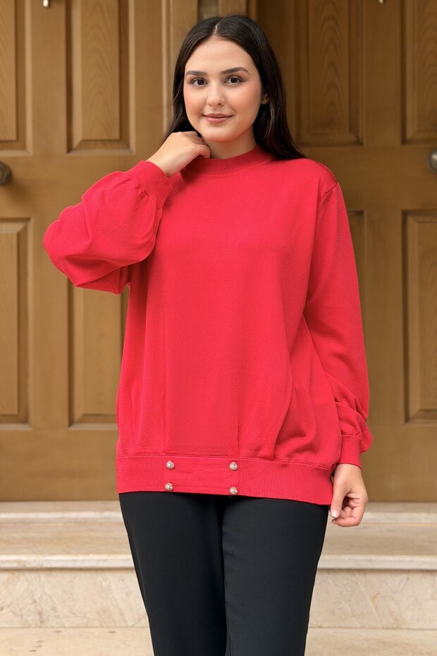 Ghsia Mercerized Tunic with Stone Button Accessories on the Hem