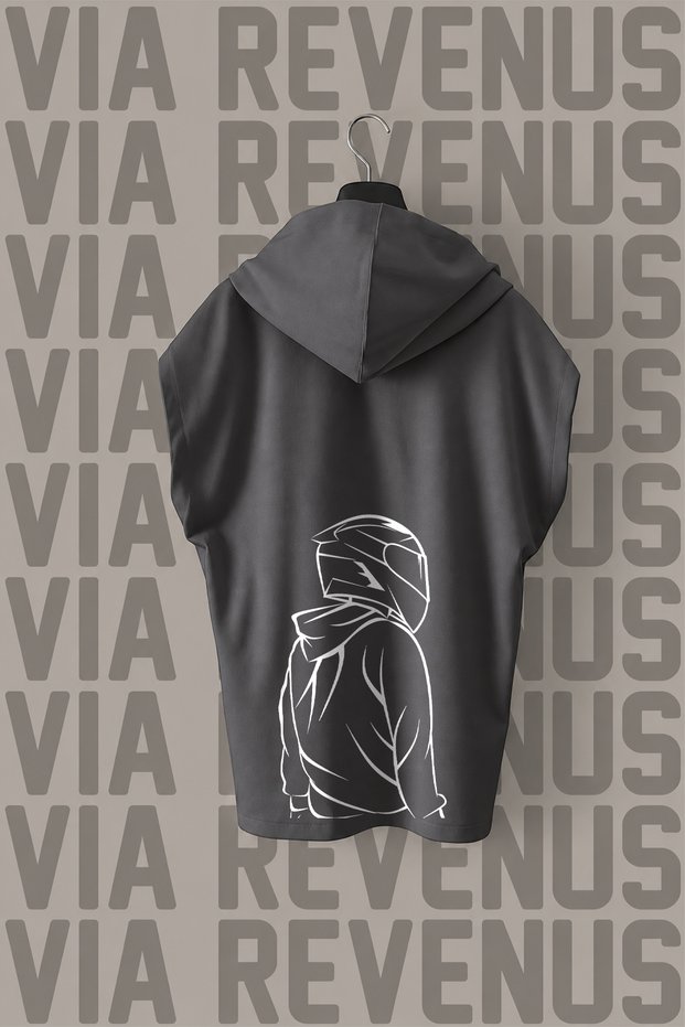 Biker Front and Back Printed Zero Sleeve Hooded 100% Cotton Sports Tshirt