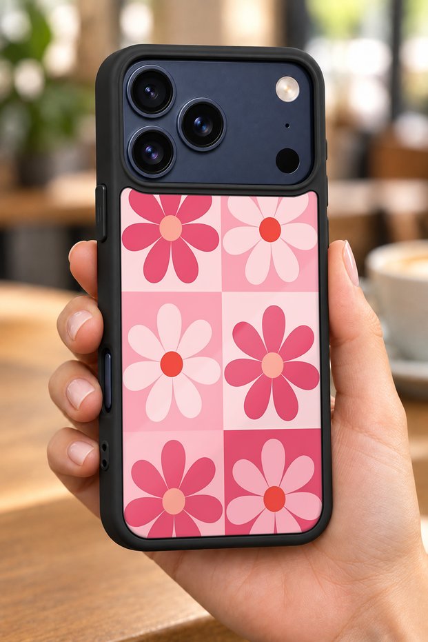 حافظة مقاومة للصدمات متوافقة مع هاتف iPhone 18 Pro Max مع حماية للكاميرا بنمط زهرة الأقحوان