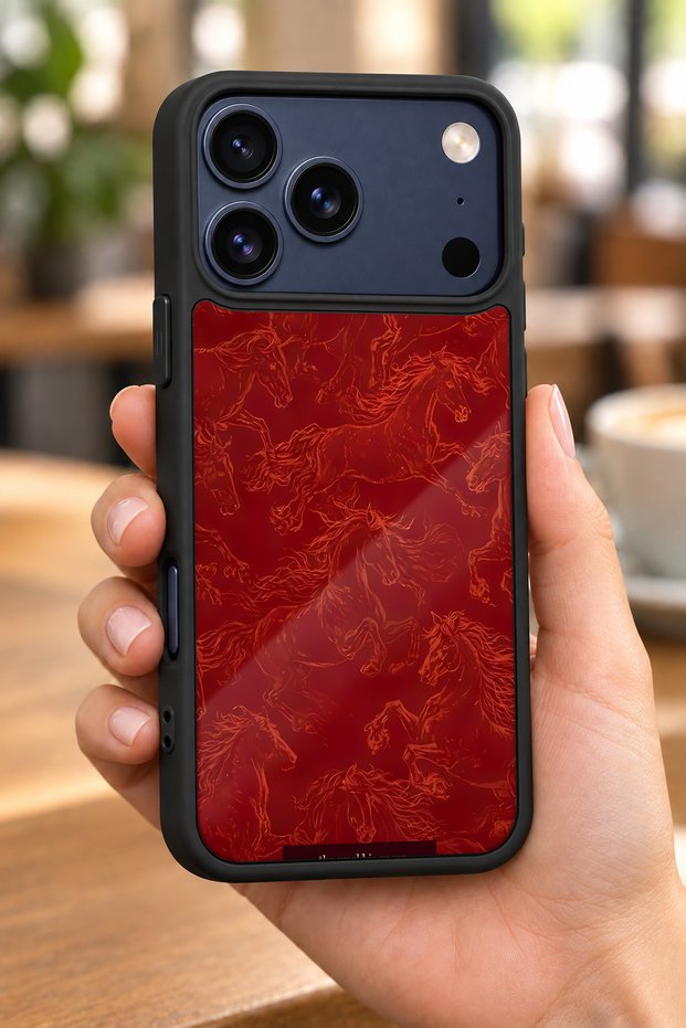 حافظة مقاومة للصدمات متوافقة مع هاتف iPhone 18 Pro Max مع حماية للكاميرا بنمط شعر الخيل