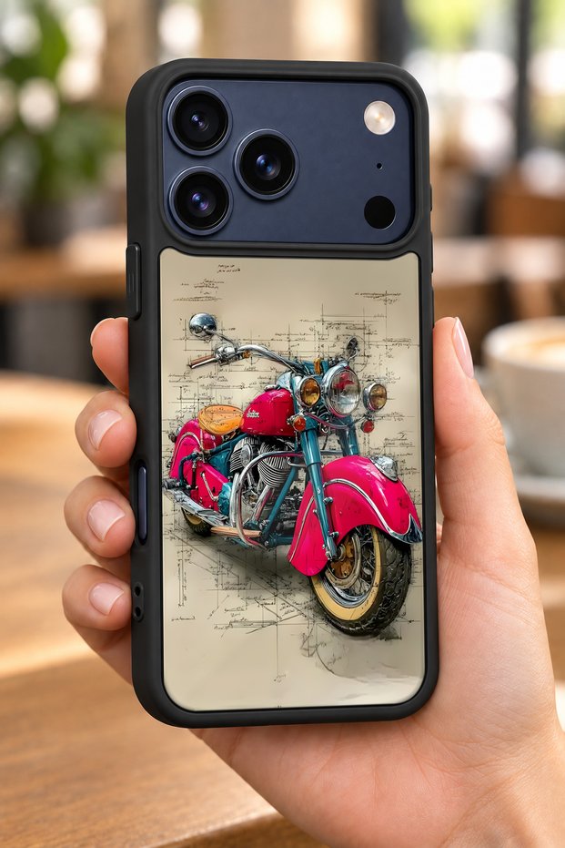 حافظة مقاومة للصدمات متوافقة مع هاتف iPhone 18 Pro مع حماية للكاميرا بنمط الدراجات النارية