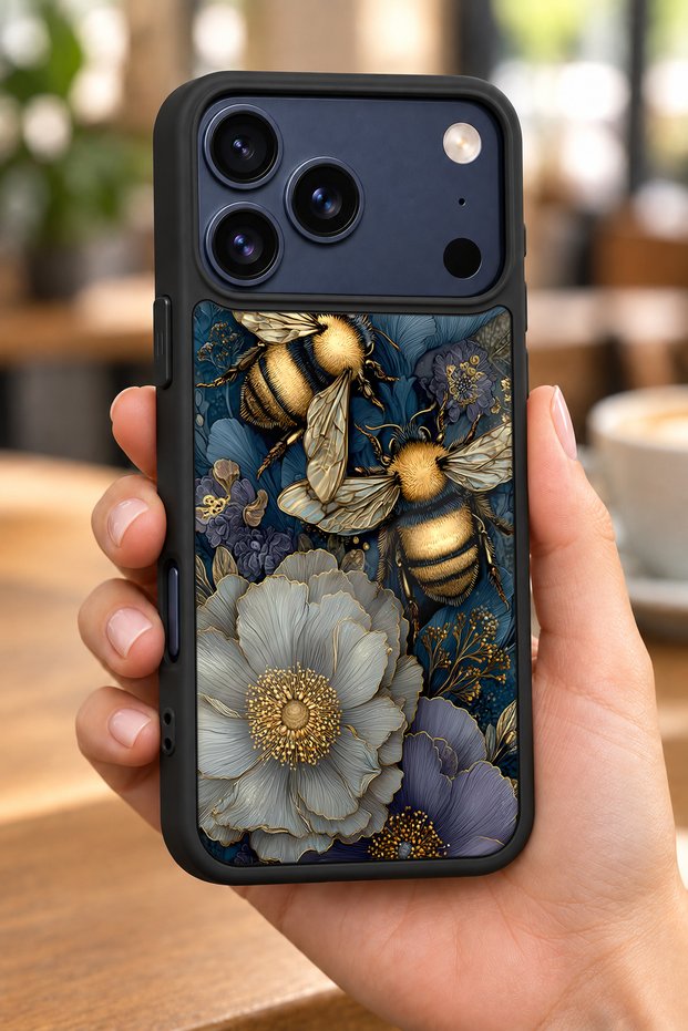 حافظة مقاومة للصدمات متوافقة مع هاتف iPhone 18 Pro Max مع حماية للكاميرا بنمط النحلة