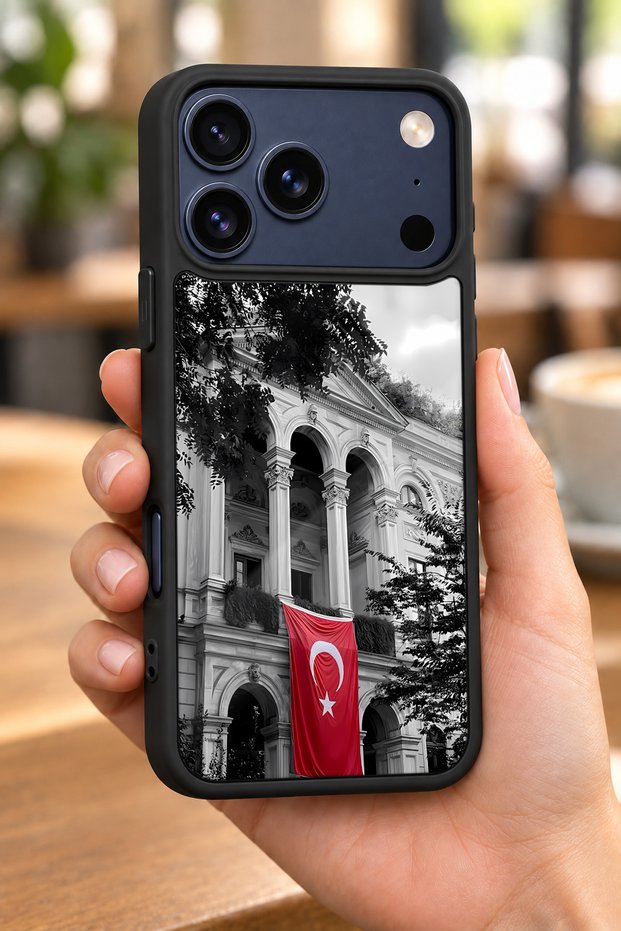 حافظة مقاومة للصدمات متوافقة مع هاتف iPhone 18 Pro Max مع نمط علم تركي وحماية للكاميرا