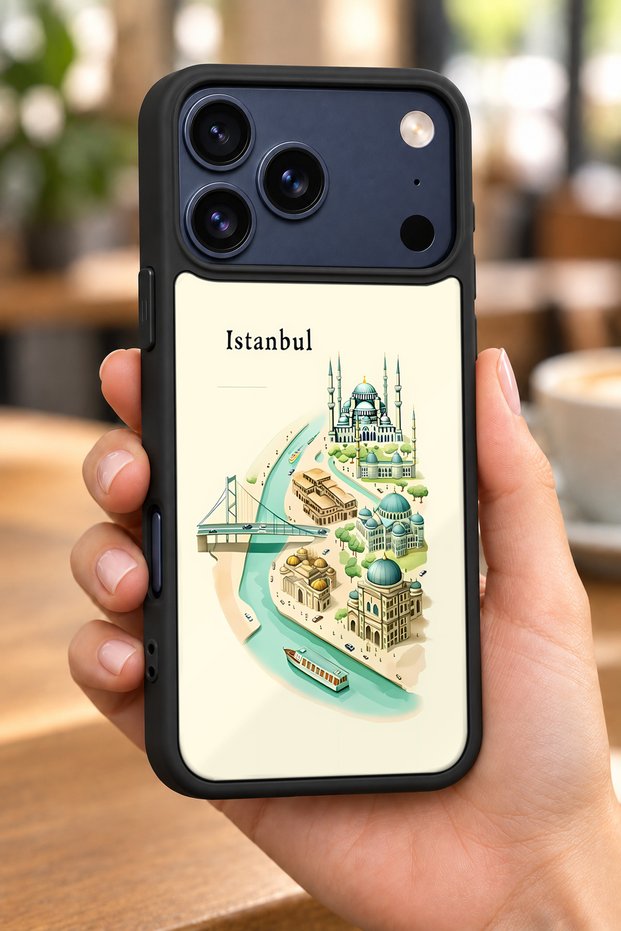 حافظة مقاومة للصدمات متوافقة مع هاتف iPhone 18 Pro مع حماية للكاميرا بنمط إسطنبول