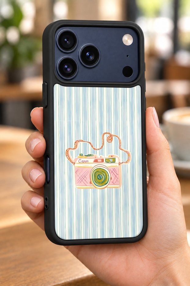 حافظة مقاومة للصدمات متوافقة مع هاتف iPhone 18 Pro Max وحماية للكاميرا بنمط Canon
