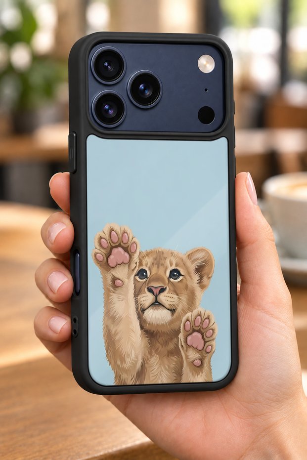 حافظة مقاومة للصدمات متوافقة مع هاتف iPhone 18 Pro مع حماية للكاميرا بنمط Lion Cub