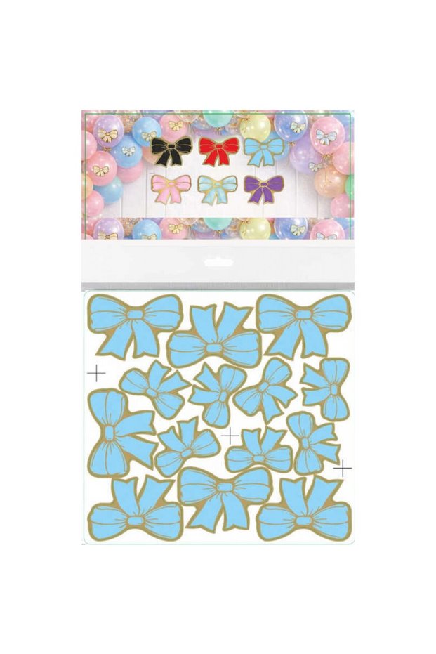 Blue Set with Decorative Bows and Foils: 42 Pieces-