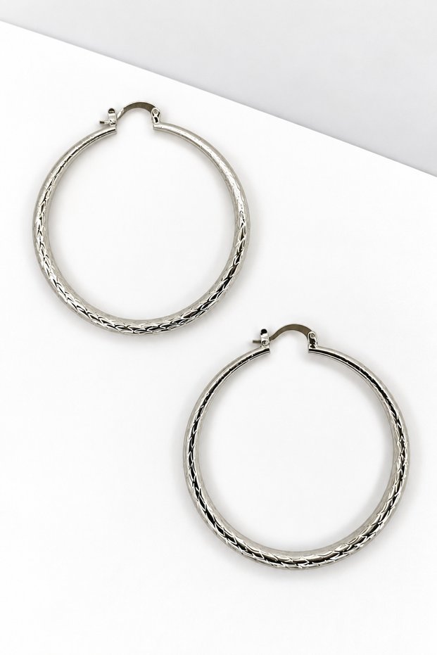 Steel Silver Design Hoop Earrings 316L Stainless Steel Women's Earrings Non Tarnish Anti Allergic