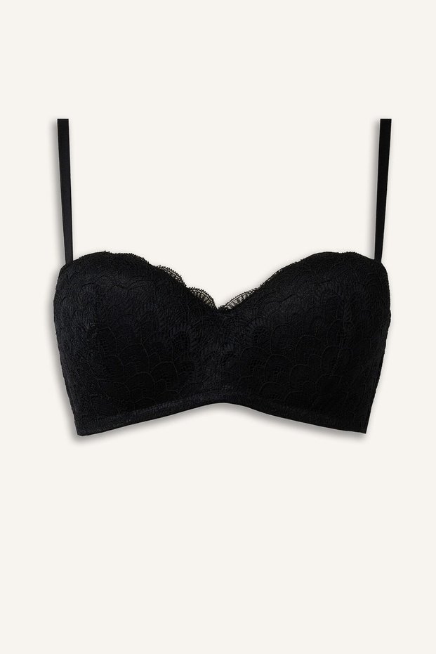 Lace Detailed Micro Covered Padded Underwire Strapless Bra H8023Ax26Au