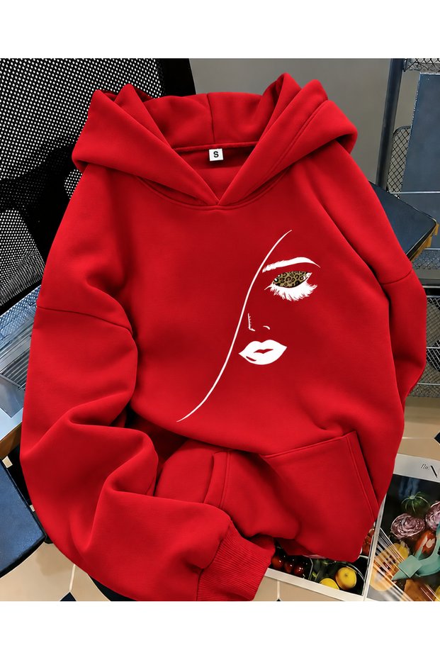Unisex Men/Women Colorful Face Custom Printed Cotton Oversized Hooded Sweatshirt