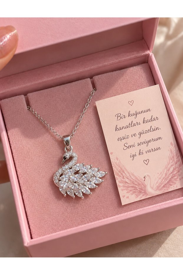 Non Tarnish Steel Pink Swan Necklace Custom Design Swan Necklace Steel Necklace with Custom Note