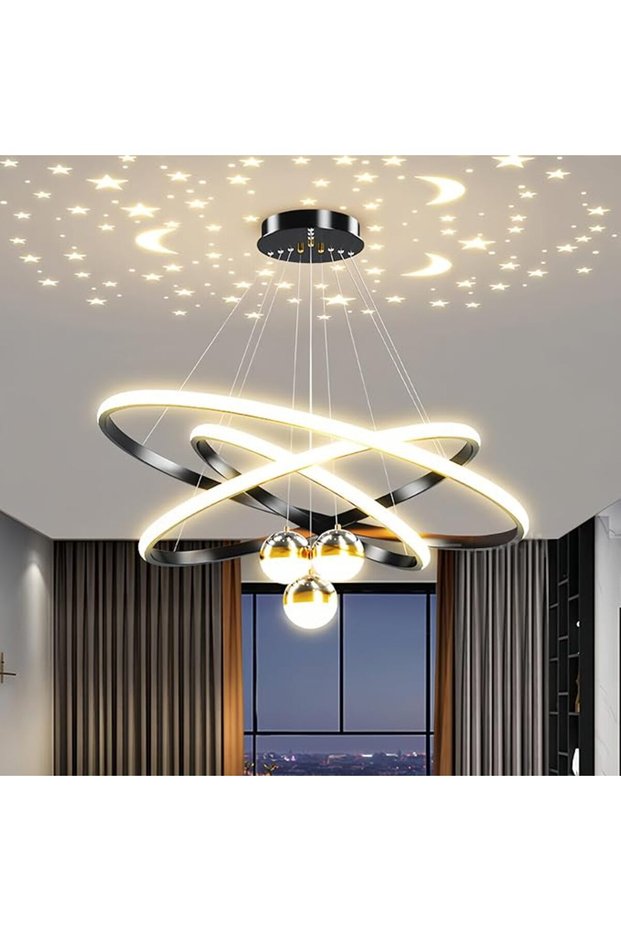 ثريات LED، إضاءة سقفية بثلاث حلقات، مصباح معلق